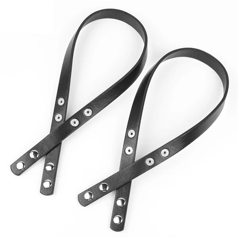 

2Pcs 40cm Black Leather Bag Strap Snap Button Handle For shoulder Bag Belt removable PU Handbag Handle DIY Bag Accessories