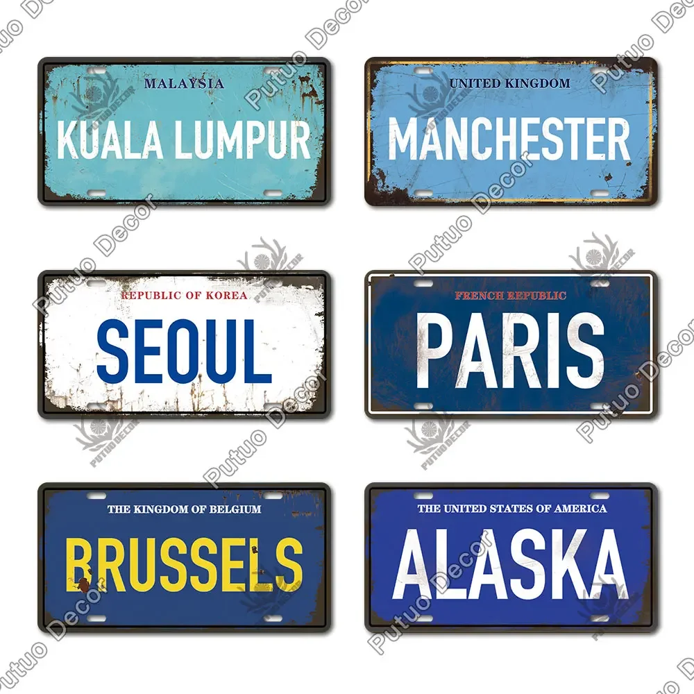 oral Decor w stylu amerykańskim żelazna tablica rejestracyjna Vintage metalowy znak dla męskiego wystroju jaskinioweg...