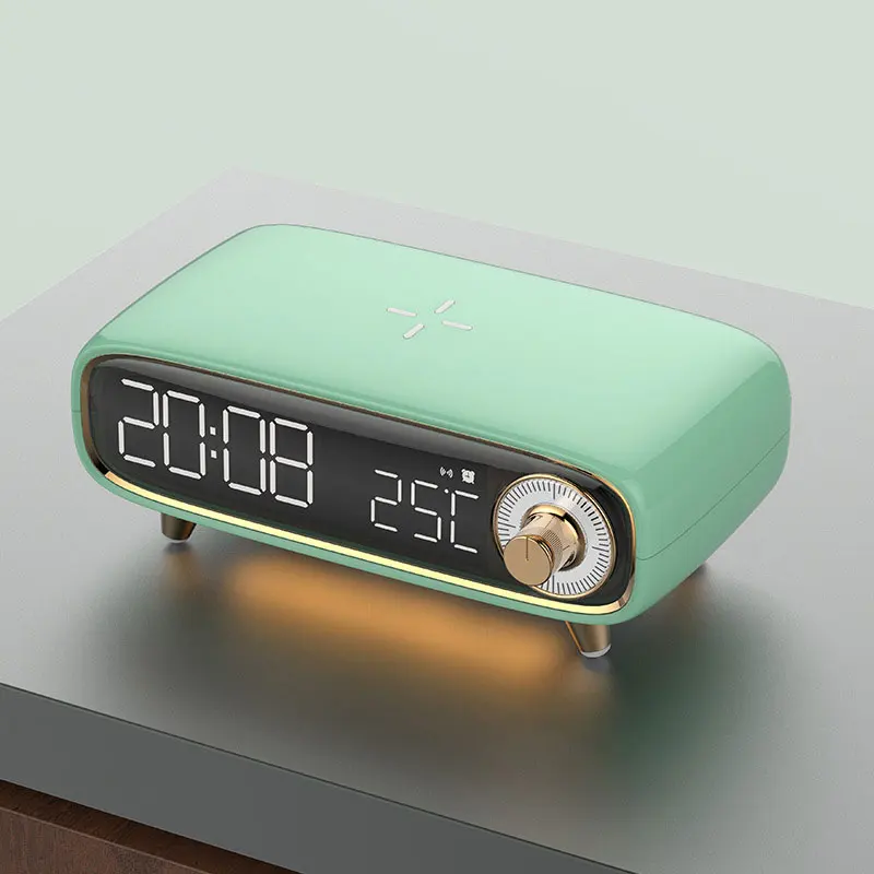 

Best Gifts Multi-function Alarm Clock Mobile Phone 15W Wireless Charger Speaker Night Light Fast Charger