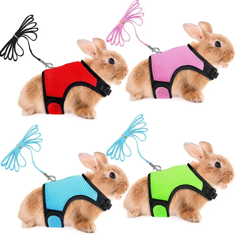 Small Animal Hamsters Outdoor Pet Vest with Pulling Rope Rabbit Harnesses Leashes Guinea Pig Leash Soft Harness