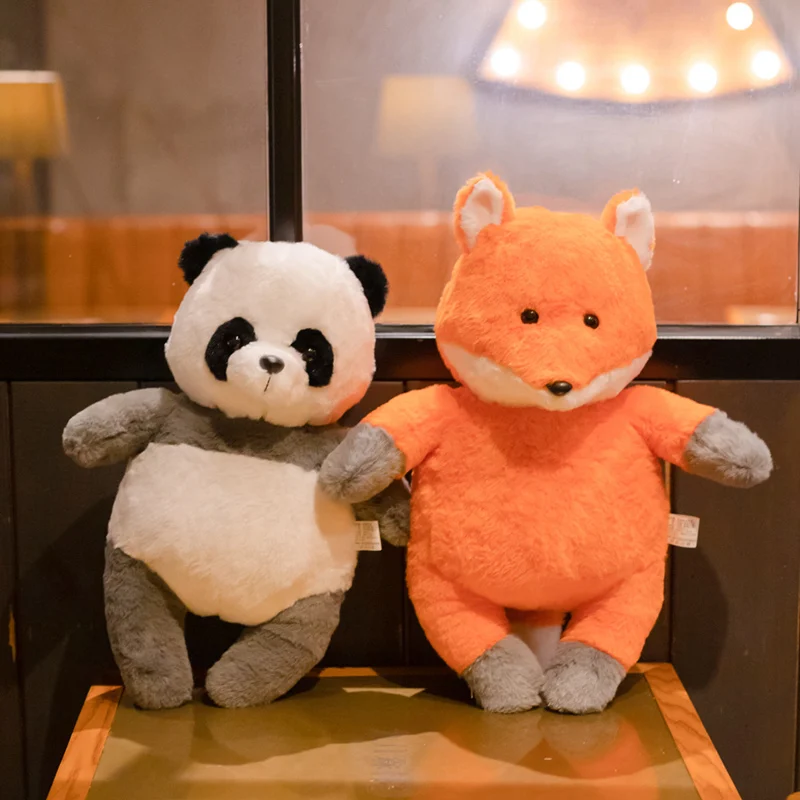 

40cm Soft Fluffy Fox Plush Toy Cute Cartoon Animal Panda Stuffed Doll Girls Lover Valentine's Gift Kawaii Sofa Decor Pillows