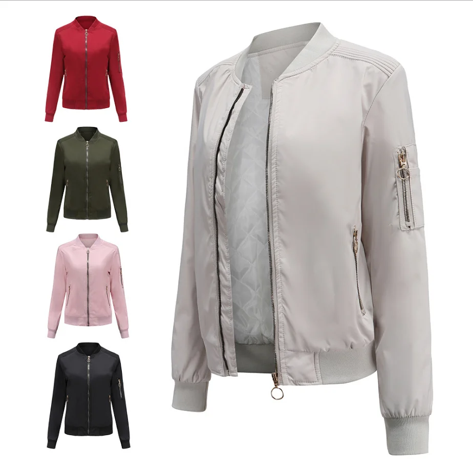 

New Spring Autumn Women's Jacket Baseball Coat Women Casual Solid Color Femme Veste Jacket Outwear