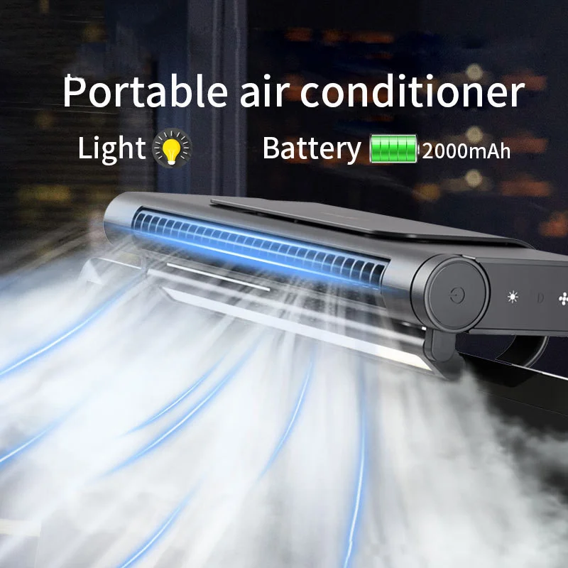 

Portable Air Conditioner Rechargeable Electric Fan Adjustable Cooler with Night Light Office Quiet Ceiling Fan Hanging on Screen