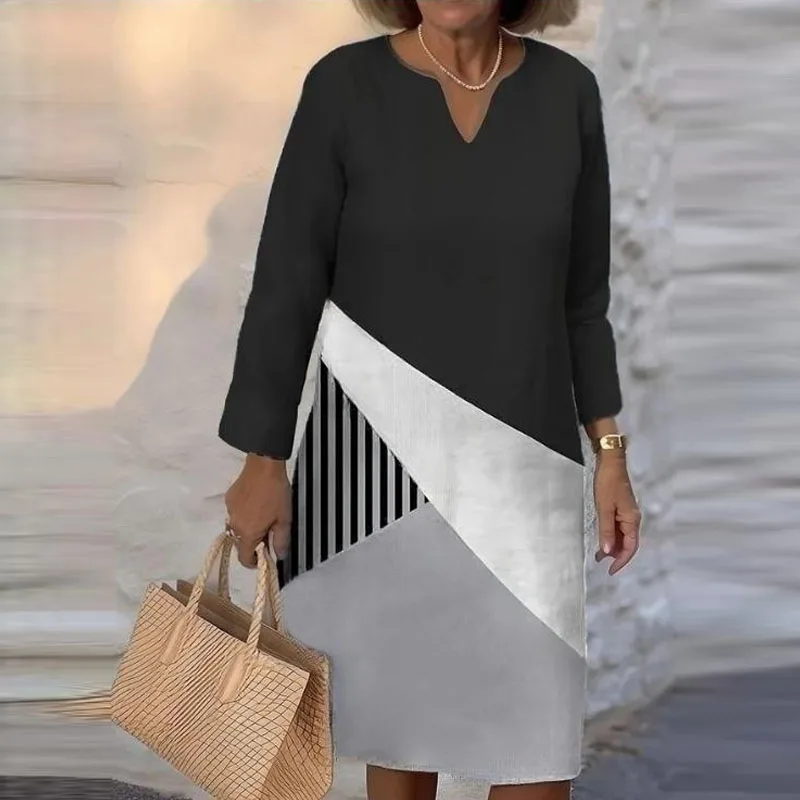 

Женское платье-пуловер с длинным рукавом и V-образным вырезом