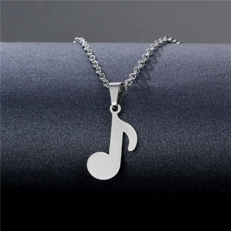

Stainless Steel Music Note Pendant Necklace for Women Fashion Stainless Steel Silver Color Neck Chain Jewelry