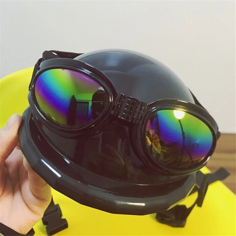 Dog Helmets for Motorcycles with Sunglasses Cool ABS Fashion Pet Dog Hat Helmet Plastic Pet Protect Ridding Cap for Small Dogs