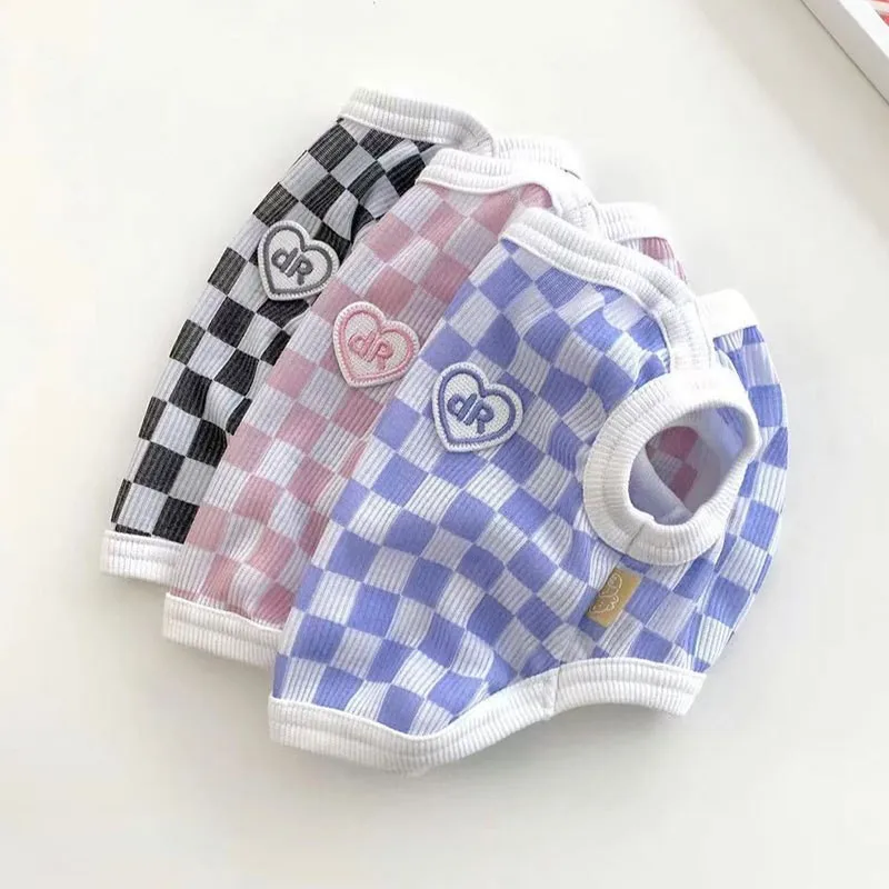 

Spring Summer Pet Clothes Kitten Puppy Grid Vest Small and Medium-sized Dog Fashion Tank Vest Thin T-shirt Chihuahua Yorkshire