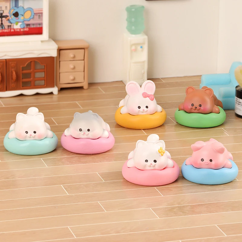 Миниатюрная фигурка из смолы в виде спящего кота собаки свиньи кролика украшение