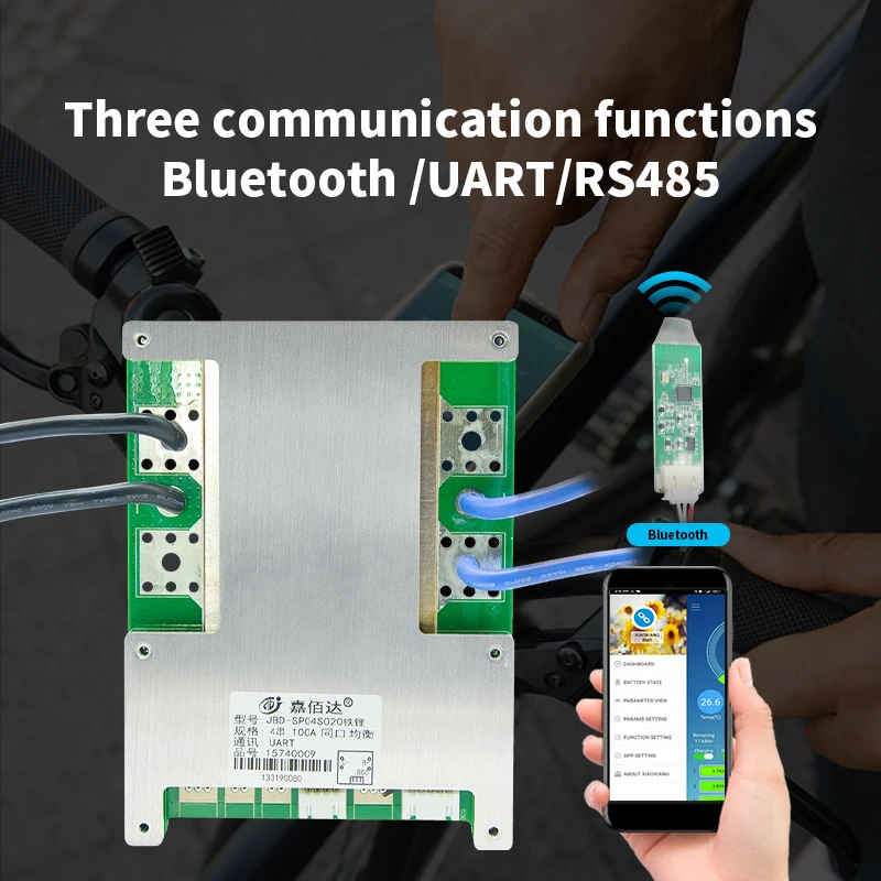 JBD Smart BMS 6S 24 В с температурной защитой Lifepo4 Bluetooth 100A 80A 60A для электровелосипеда 3 7 в