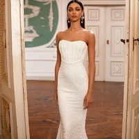 lace wedding dress strapless sweetheart long simple wedding gowns 2022 elegant sleeveless mermaid bride dress robe de mariee