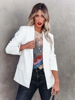fashion casual long sleeve women blazers 2022 fall new elegant straight office lady white blazers jacket women