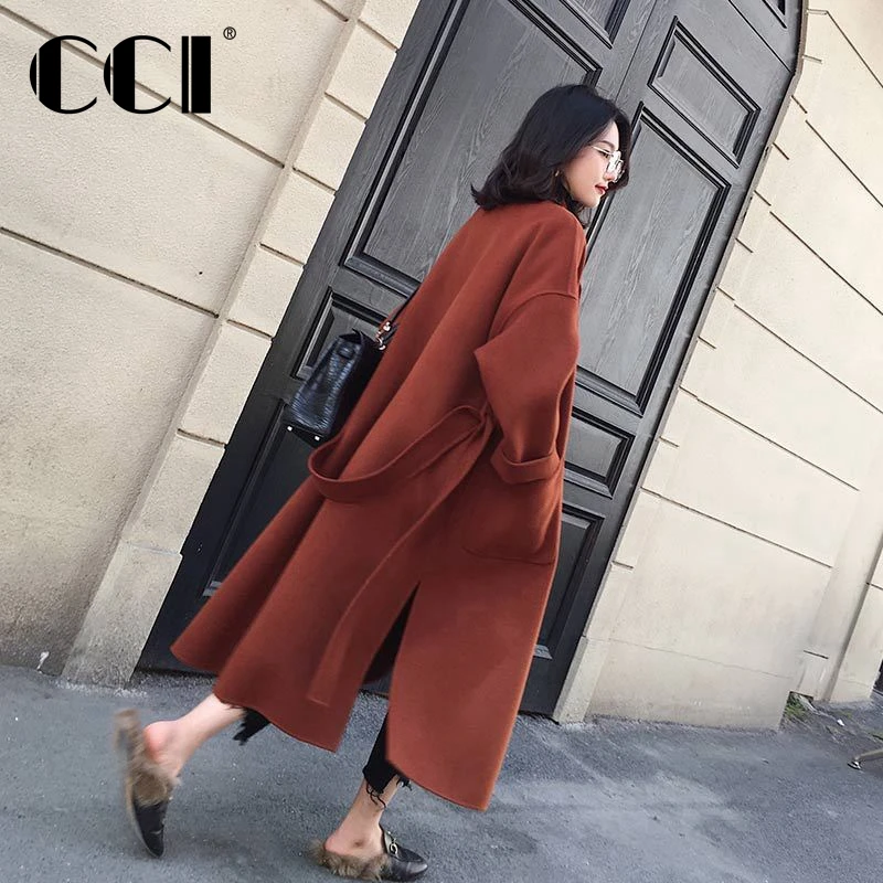 

CCI Elegant Long Overcoat New Women Autumn Winter Korean Version Double-sided Velvet Thick Loose Female Coat YJ024C