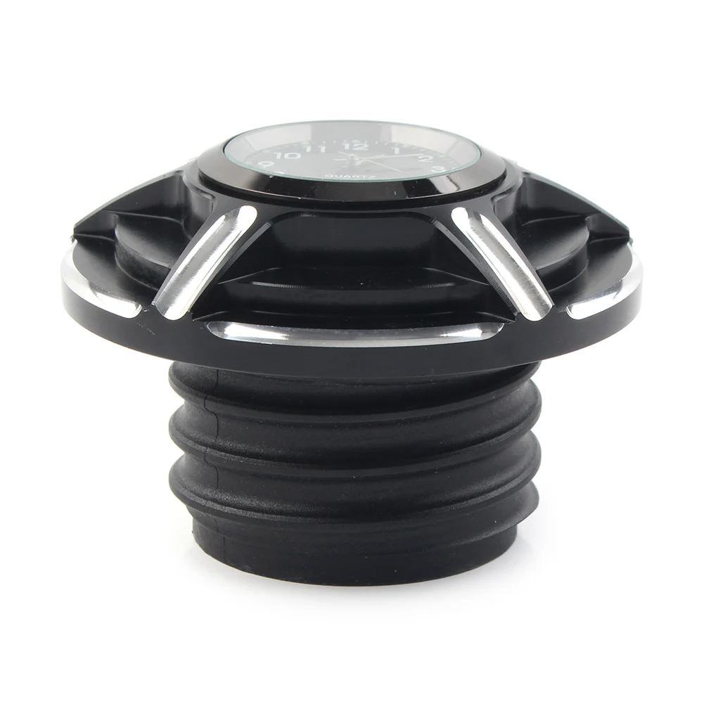 

Motorcycle Billet Aluminum Gas Cap Fuel Tank Cover with Watch For Harley Dyna Softail Road King