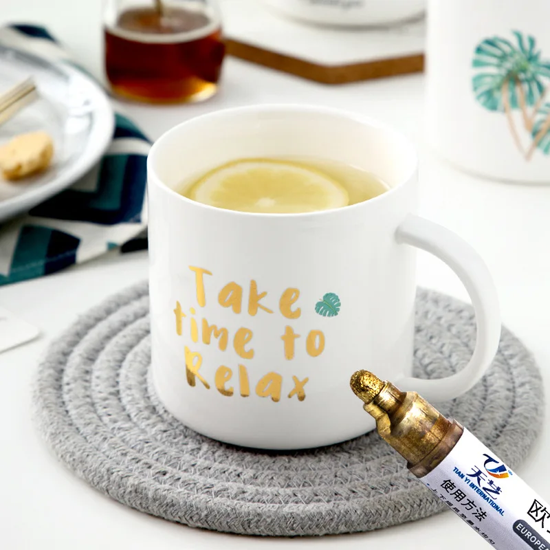 Cena 2 Sztuk Europejski Złoty Marker Z Farbą Naprawa Lakieru Marker Do Drzwi Do Szafki Kreatywny Diy Ceramiczne Urządzenia