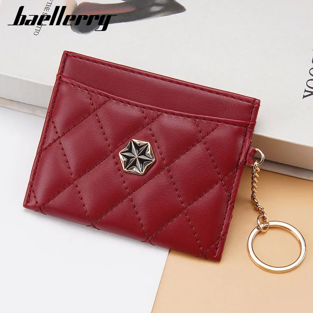 

Baellerry New Women Card Wallets Mini Short Card Holder Female Wallet Top Quality PU Leather Simple Women's Purse Card Bag
