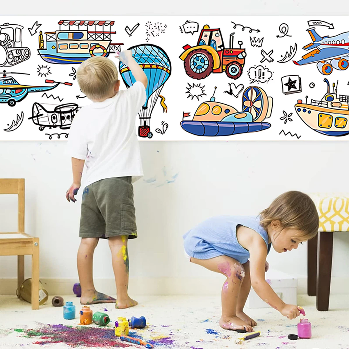 Динозавр транспортировка Принцесса Граффити свиток День Рождения Декор дети