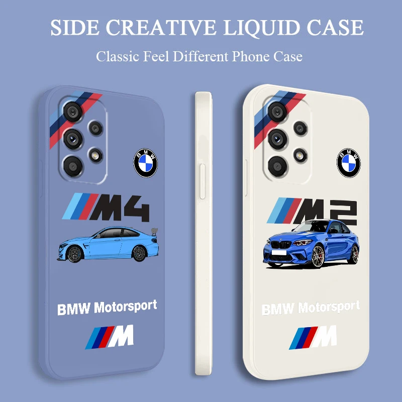 

Luxury BMW Sports Car For Samsung A53 A52 A54 A13 A51 A12 A32 A71 A33 A73 A72 A42 A14 A23 5G Liquid Rope Phone Case Cover