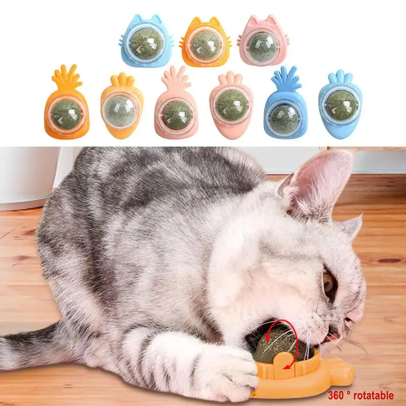 

Healthy Cat Catnip Toys Ball Cat Candy Licking Snacks Wall Stick-on Catnip Kitten Chew Toy Teeth Cleaning Cats Bite Supplies