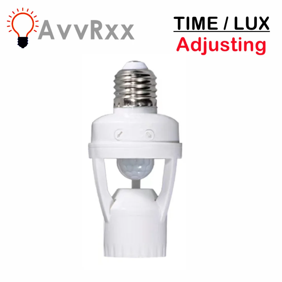 

AvvRxx 360 Degrees PIR Human Induction Motion Sensor AC 85V-265V LED Night Lamp Socket Base E27 Delay Time Adjustable Switch