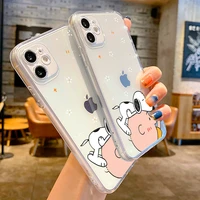 snoopy transparent phone case for iphone 13 12 11 pro max 7 8 6 6s plus se 2020 x xr xs max 13 12 mini soft cartoon anime dog