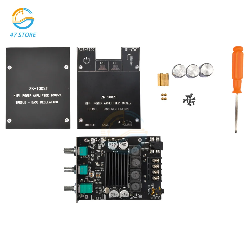 

ZK-1002T Bluetooth Treble and Bass Adjustment Subwoofer Amplifier Board Channel High Power Audio Stereo Bass AMP Bluetooth 5.0
