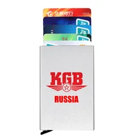 anti theft id credit card holder thin aluminium metal wallets classic russia kgb symbol printing pocket case bank card box