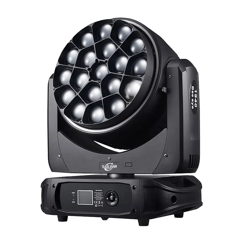 Фото Мощный светодиодный прожектор Bee Eye 19*40W K20 с зумом и вращающейся линзой, большой прожектор Bee Eye для дискотек, мероприятий и вечеринок №2