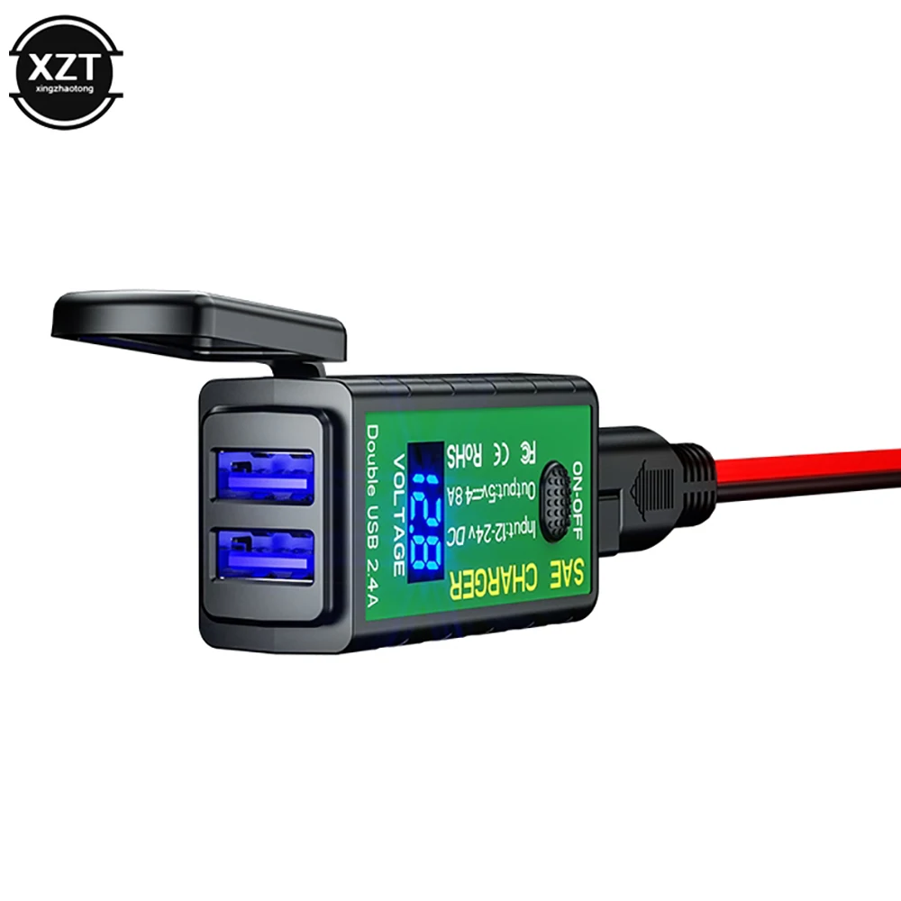 

3.1A/4.8A Type-C Waterproof Motorcycle USB Charger QC3.0 Fast Charger Motorcycle Mobile Phone Charger with Voltmeter Switch
