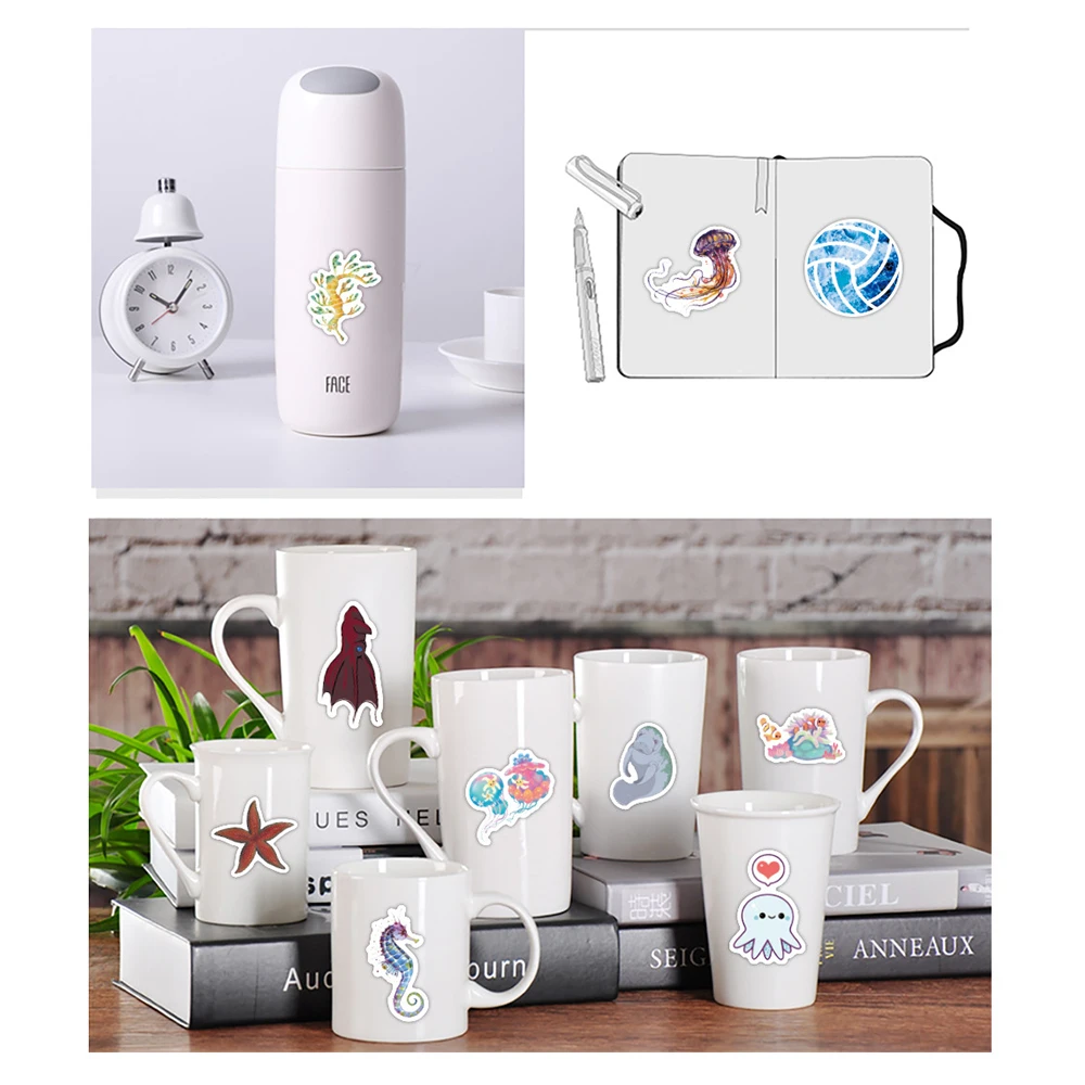 10/30/50/100 шт. водонепроницаемые Мультяшные наклейки с морскими животными |