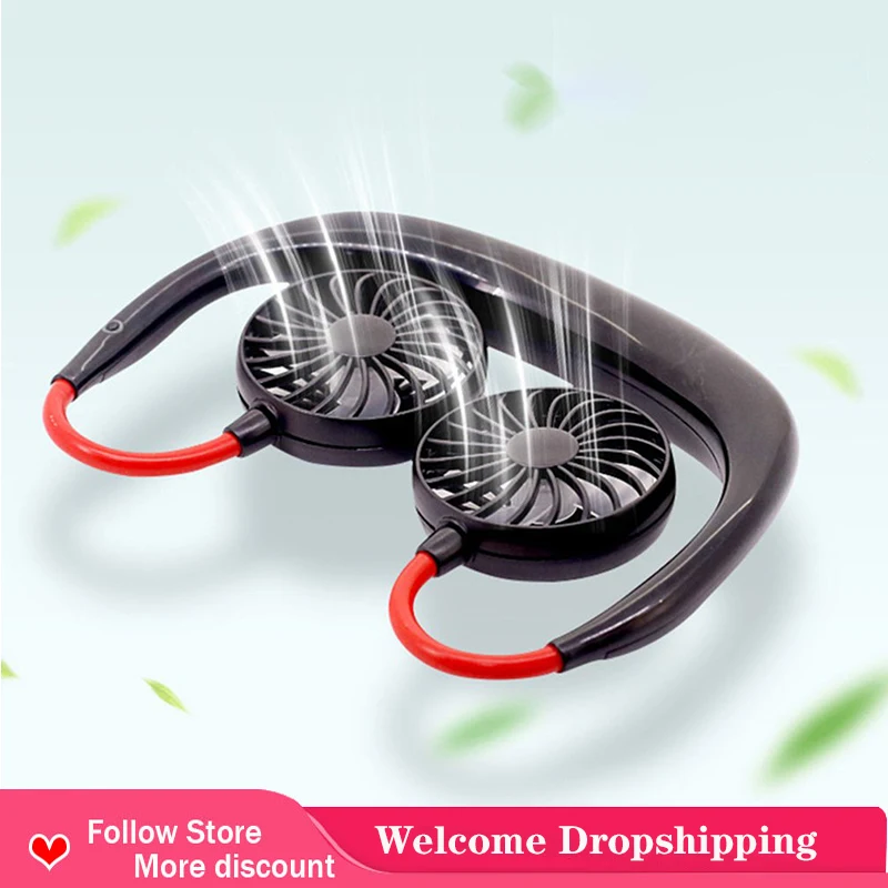 

Portable Leafless Small Fan Hanging Neck Mini Hanging Neck Fan Usb Outdoor Sports Lazy Ultra-Quiet Electric Fan