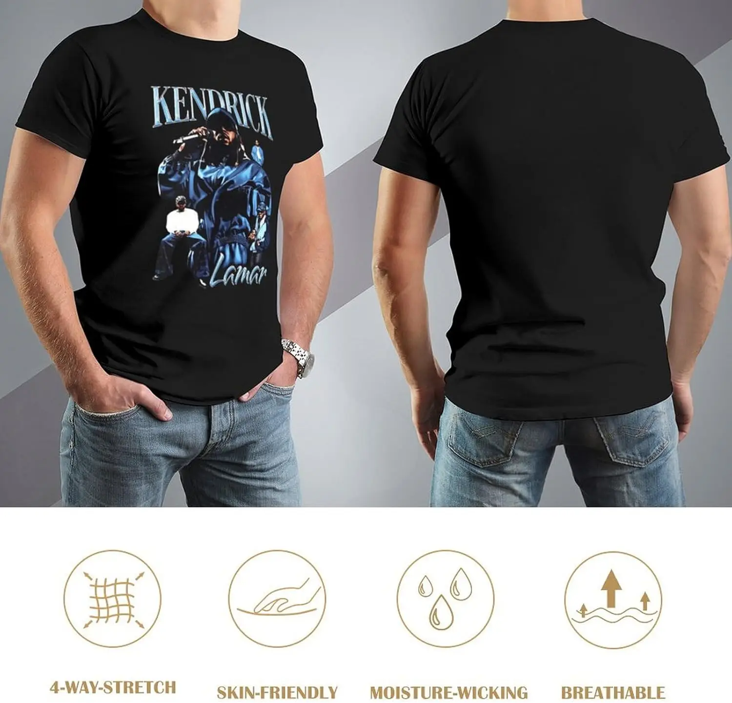 Мужская хлопковая футболка с коротким рукавом круглым вырезом и принтом