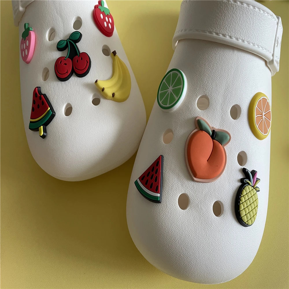 1Pcs PVC Cute Shoe Charms for Croc Watermelon Rainbow Guitar Shoes Accessories Fit Crocs Wristbands Girls Women Female Gifts