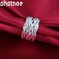 925 sterling silver cross mesh open ring for man women engagement wedding charm fashion party jewelry gift