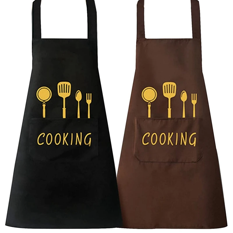 

AFBC Chef Apron 2 Pack, Kitchen Apron With Pockets, Waterproof Bib Aprons For Kitchen Cooking Baking Gardening Restaurant BBQ