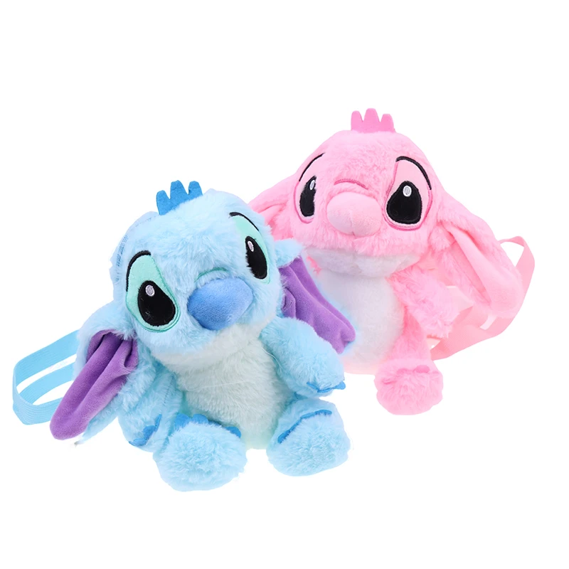Disney Stitch Cartoon Cute Plush Backpack Anime Figure Stuffed Doll Kawaii Stitch Toy Children's Knapsack School Bag Pink Blue