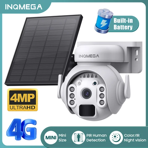 INQMEGA 4MP/3MP 4G Солнечная камера безопасности на открытом воздухе, WiFi, обнаружение человека, Солнечная камера с перезаряжаемой батареей IP65, водонепроницаемая