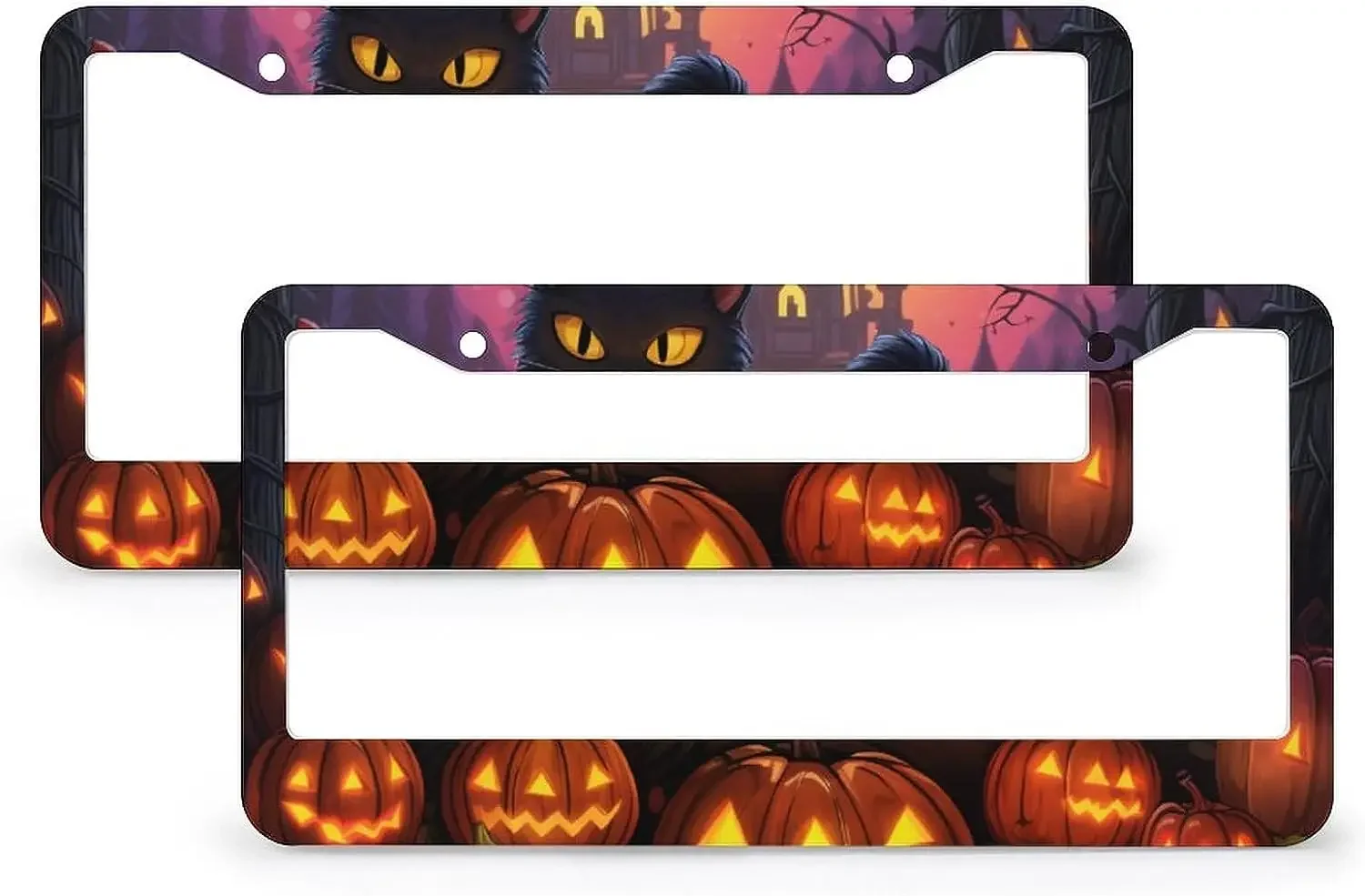 Хэллоуин Черный Кот Полная Луна Страшная Тыква Крышка Номерного Знака Передние
