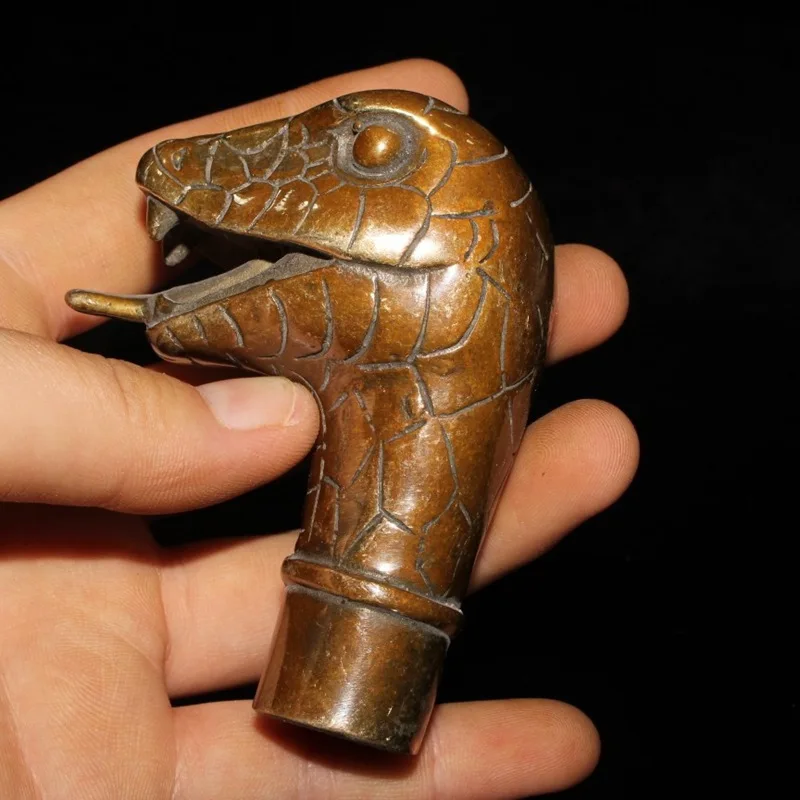 Трость китайский гороскоп змея медная ручная работа в форме головы змеи