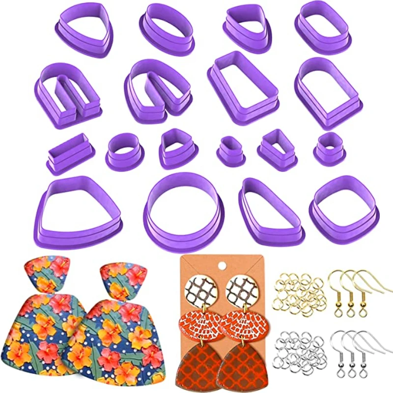 Polymer Clay Cutters 118Pcs Clay Earring Cutters Different Shape Plastic Clay Cutters Earring Hook Polymer Clay Jewelry Making