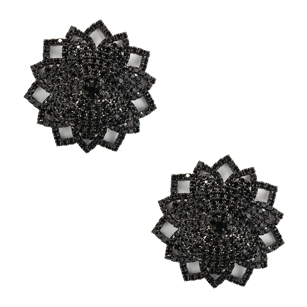 New 1 Pair Metal Nipple Cover Sexy Women Rhinestone Petal Nipple Pasties Self Adhesive Reusable Breast Wear Nipple Sticker Party