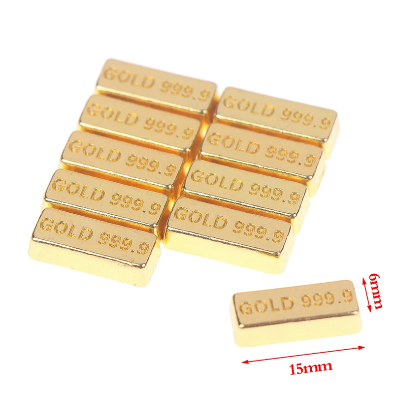 

10pcs/set 1:12 Dollhouse Miniature Gold Bars Coin Model Doll House Decor Toys