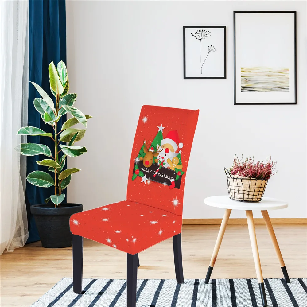 

Printing Chair Cover Elastic Seat Chair Covers For Restaurant Dining Banquet Hotel Christmas Home Decoration Gift Chair Covers