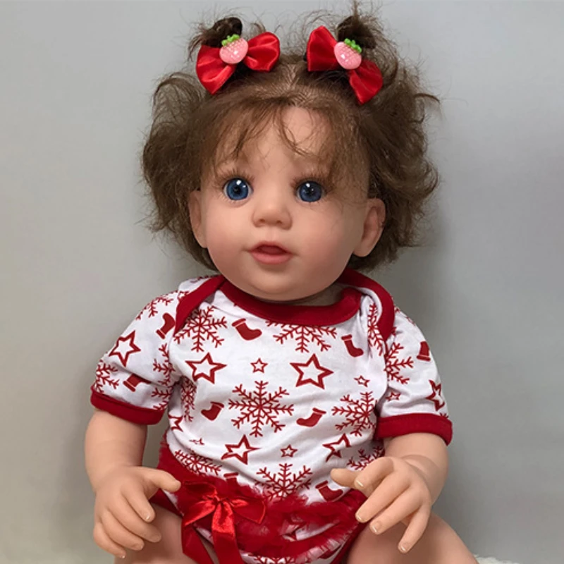 

Кукла реборн 50 см с большими глазами для девочек, Реалистичная улыбающаяся Реалистичная кукла для новорожденных, готовая кукла для подарка