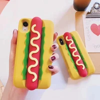 funny hot dog sandwich cartoon case for iphone 13 12 11 pro max mini xr xs max 8 x 7 se 2022 soft silicone phone cover
