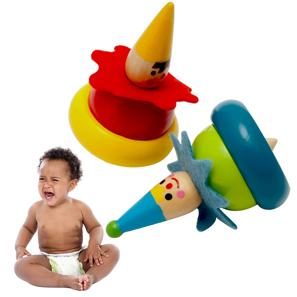 

Clown Toy Kids Topwooden Painted Gyroscopes Wood Intelligence Colored Favors Partyfillerkindergarten Toys Learning Craft