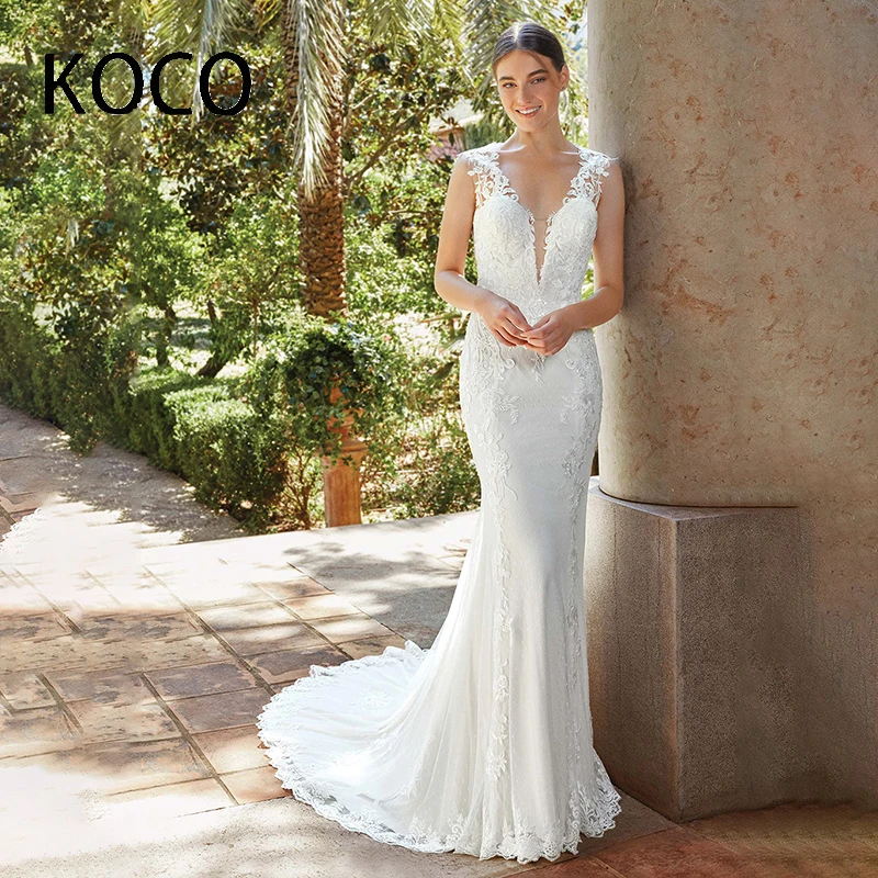 

MACDOUGAL Mermaid Cut Wedding Dress A Church Train With A Drooping V-neck Full Circumference Made Of Lace Vestido De Novia 2023