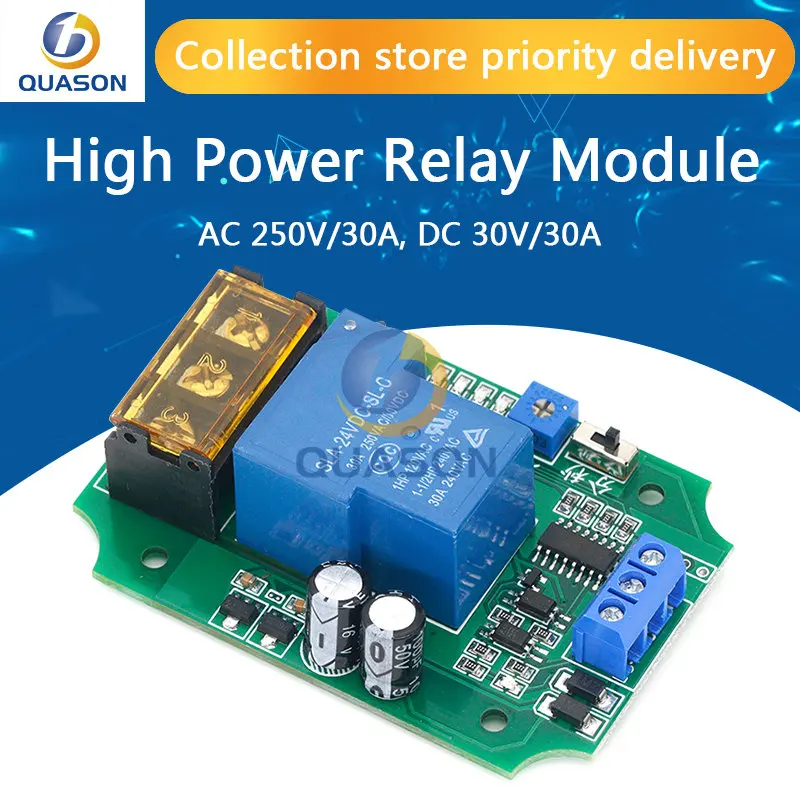 

24V High Power Relay Module Self-locking Delay Power Off Switch On and Off One Button Start and Stop Switch Board