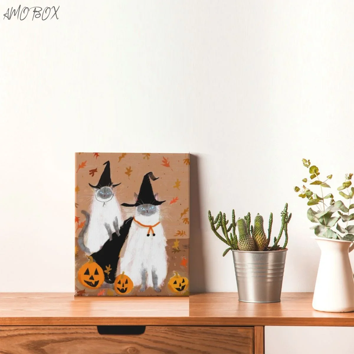 AMOBOX-Happy Halloween Cat Декоративные картины настенное искусство картина для украшения