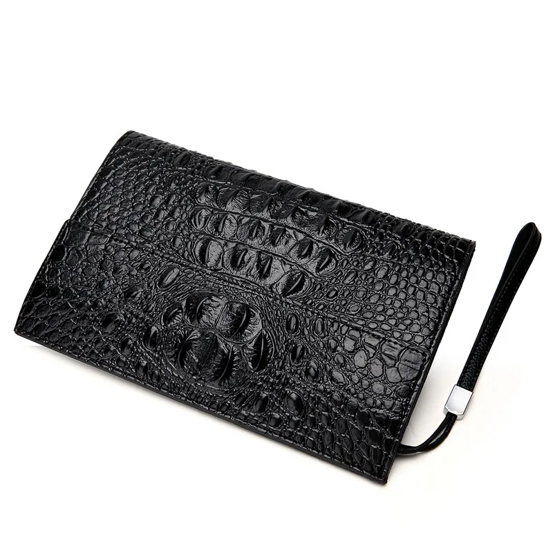 Crocodile pattern embossed Floral leather Handbag Men's Large ZIP Knitted Card Purse wallet fashion clutch bag mobile phone bag