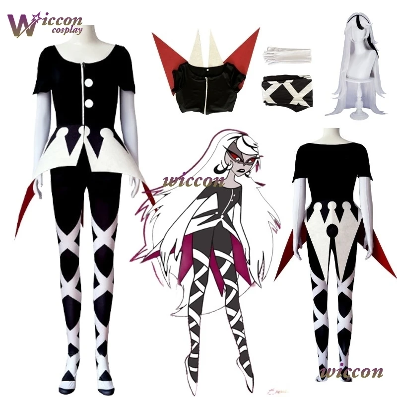 Фото YUm HazZbin Carmilla Carmine Косплей Костюм Аниме Отель Carmilla Косплей Униформа Демон Хэллоуин Вечеринка Женский Необычный Костюм Парик №1